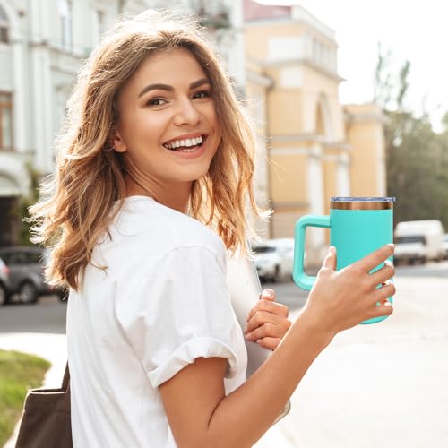 22oz Insulated Coffee Mug Bulk with Handle and Lid Mint Green (8 Count)