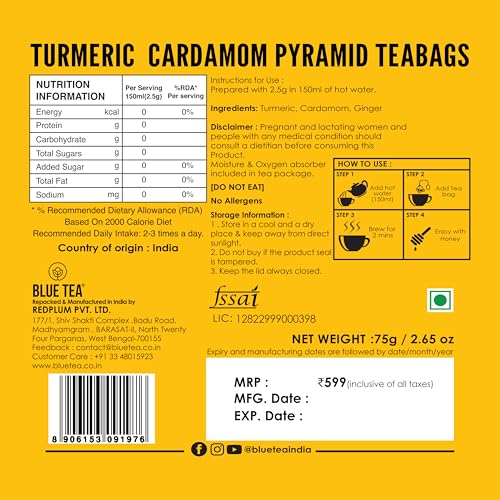Turmeric Tea Cardamom (30 Count)