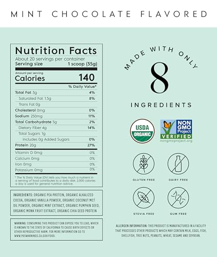 Organic Plant Based Protein Powder (20 Ounce)