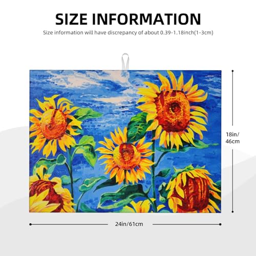 Sunflowers Large Dish Drying Mats For Kitchen Counter