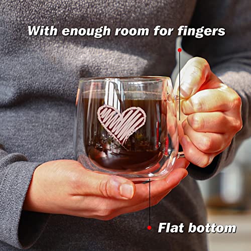 Double Walled Glass Coffee Mugs 10oz (2 Count)