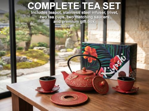 Red Koi Cast Iron Tea Set
