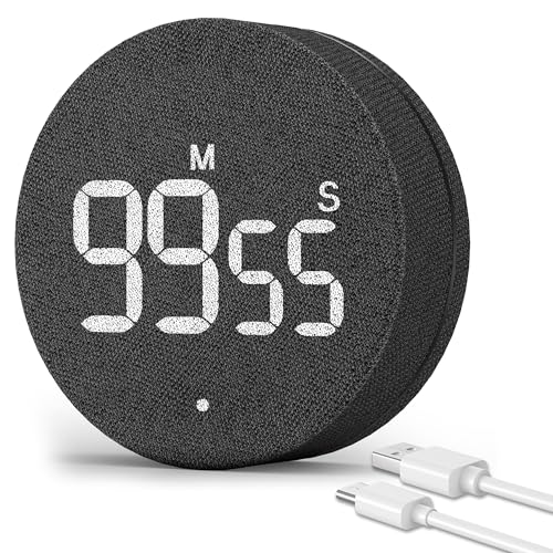 Desk Timer for Productivity Magnetic Digital Kitchen Timer Rechargeable Fabric Mesh Cover 99 Mins Countdown