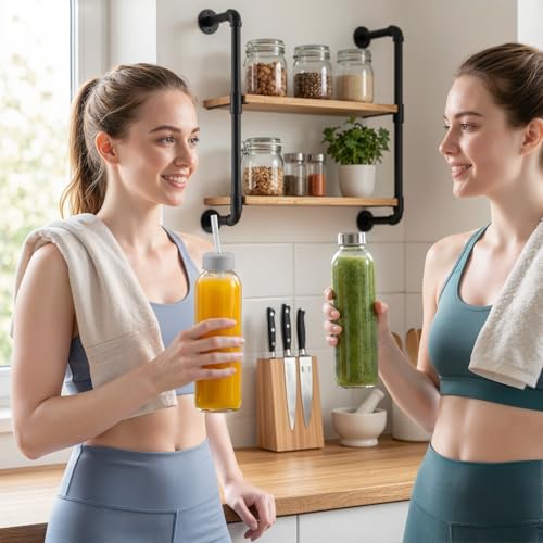 24 oz Glass Water Bottles with Lids