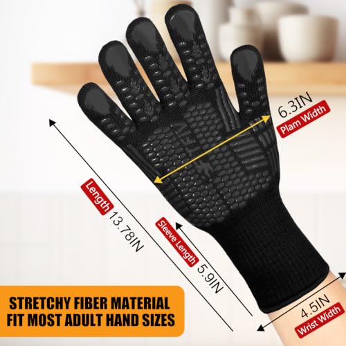 BBQ Gloves 1472°F Heat Resistant with Silicone Grip Oven Mitts (2 Count)