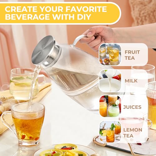 3 Liter 101 oz Glass Pitcher with Lid and Spout