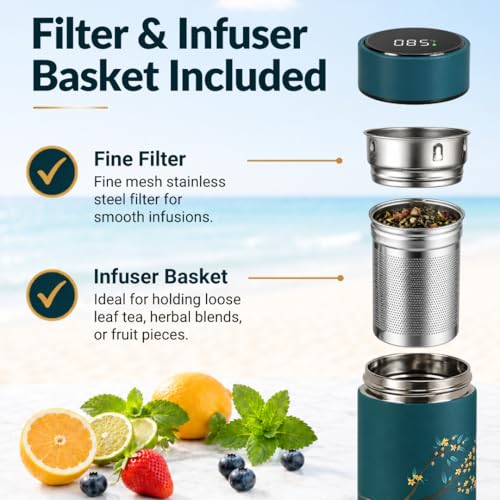 Tea Infuser for Loose Leaf Tea Smart Water Bottle with Temperature Display