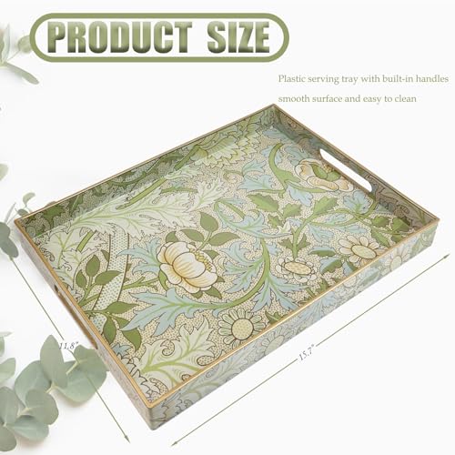 Plastic Serving Tray with Handles for Coffee Table