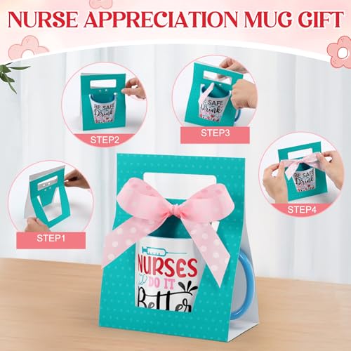 6 Sets Nurse Appreciation Gifts 12 oz Thank You Mug with Mug Boxes Ribbon 2026 Nurses Week Gifts Ceramic Coffee Cup with Handle for Women RN Assistant Doctor (6 Count)