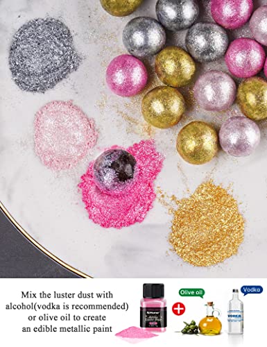 4 Bottles Edible Luster Dust Glitter Powder Fancy Metallic Sprinkles
