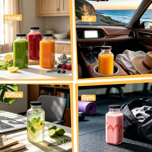 16 oz 3 Pack Glass Juice Bottles with Lids (3 Count)