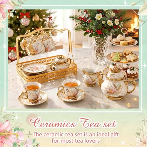 22 Pcs Vintage Porcelain Tea Sets for Adults (22 Count)