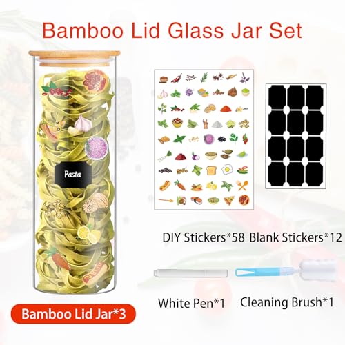 Glass Jars with Bamboo Lids (3 Count)