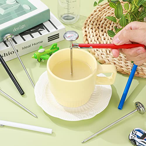 4 Pieces Stainless Steel Kitchen Pocket Thermometer Immediate Read 1 Inch Dial Food Thermometer with 4 Pcs Sleeves for Milk Frothing Oven Meat Cooking Probe Water Grill Coffee BBQ (4 Count)