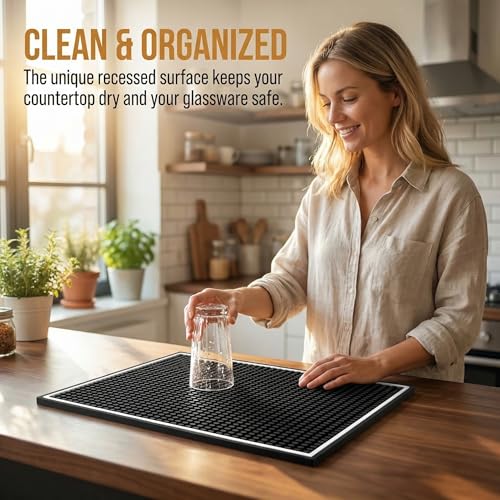 3 Pack Bar Mat for Countertop 18 x 12 Inch Rubber Non Spill Mat for Bartending Dish Drying Mat Coffee Bar Mat Home Bars Accessories (2 Count)