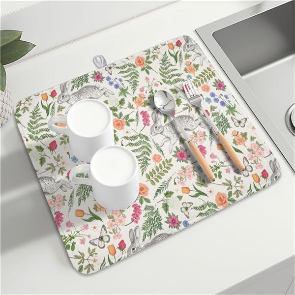 Easter Bunny Dish Drying Mat for Kitchen Counter