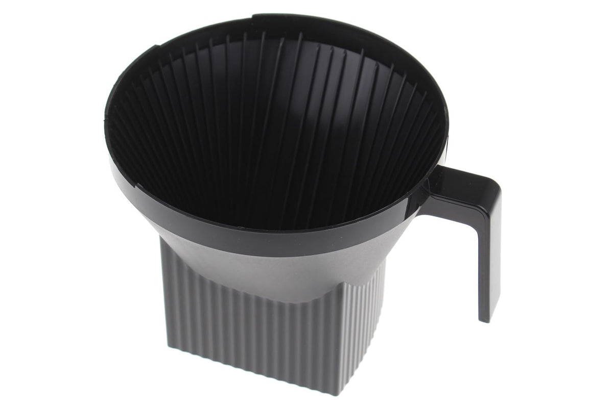 Black plastic brew basket with automatic drip stop