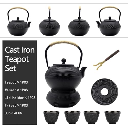 40.6oz Cast Iron Teapot Set with Warmer