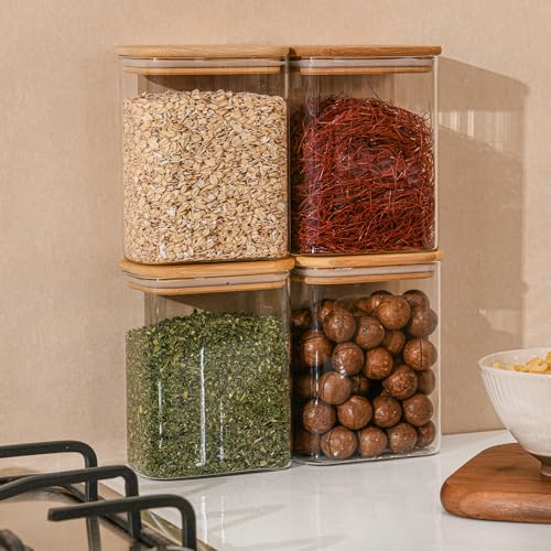 37oz 1.2Qt Rectangle Glass Storage Containers with Lids 4 (4 Count)