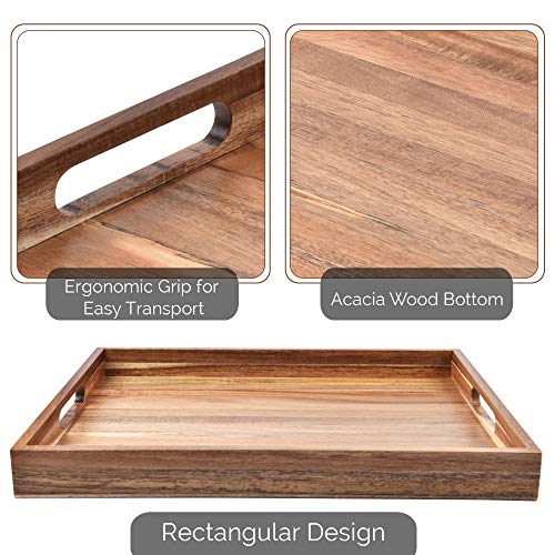 Acacia Wood Serving Tray with Handles