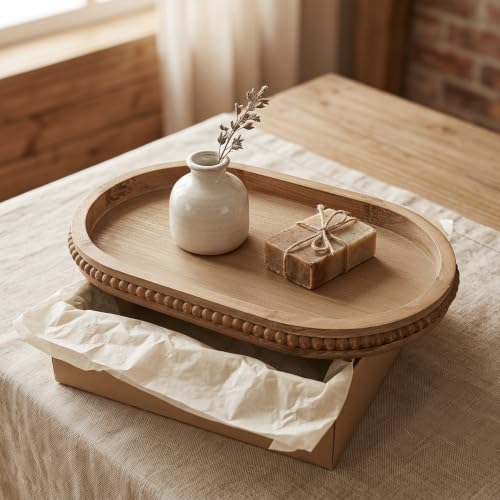 Brown Oval Wood Decorative Tray
