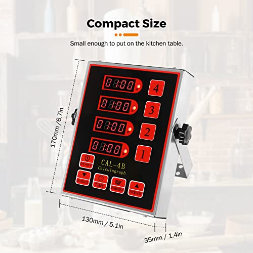 4 Channel Kitchen Timer for Restaurant Digital Cooking Timer