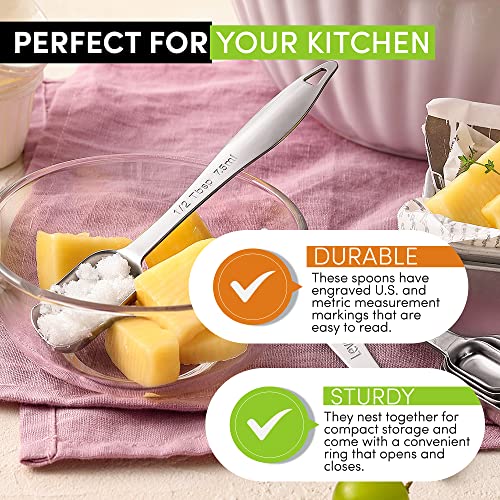 Stackable Stainless Steel Measuring Spoons Set of 6 w