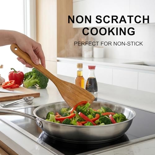 9 Pack Wooden Spoons Non Toxic Cooking Utensil Set with Utensils Holder (9 Count)