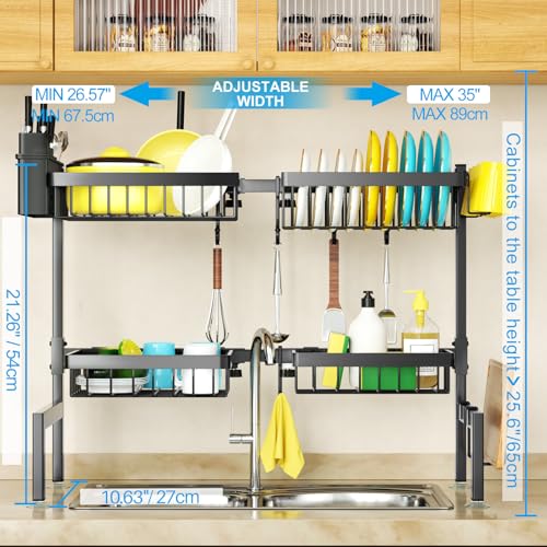 4 Baskets 2 Tier Over The Sink Dish Drying Rack