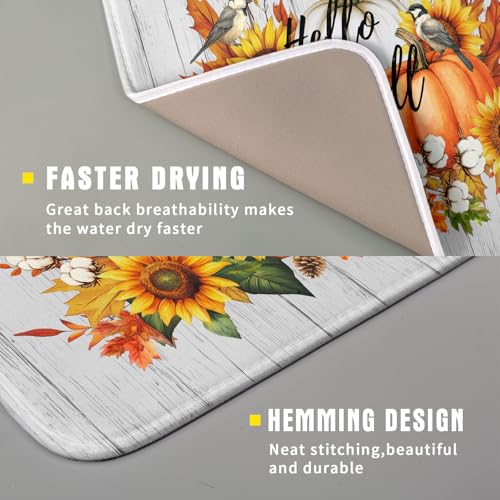 Hello Fall Sunflowers Dish Drying Mat for Kitchen Counter
