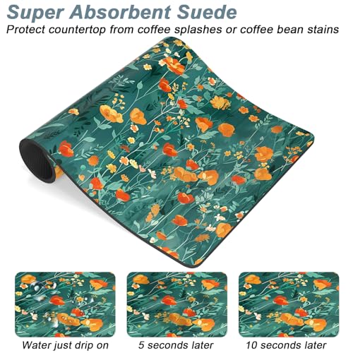 Coffee Mat 12" x 19" Cute Coffee Bar Mats for Espresso Machine Station Accessories and Organizer