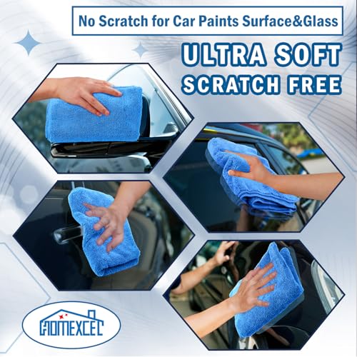 Professional Large Microfiber Car Drying Towels 4 Pack (4 Count)
