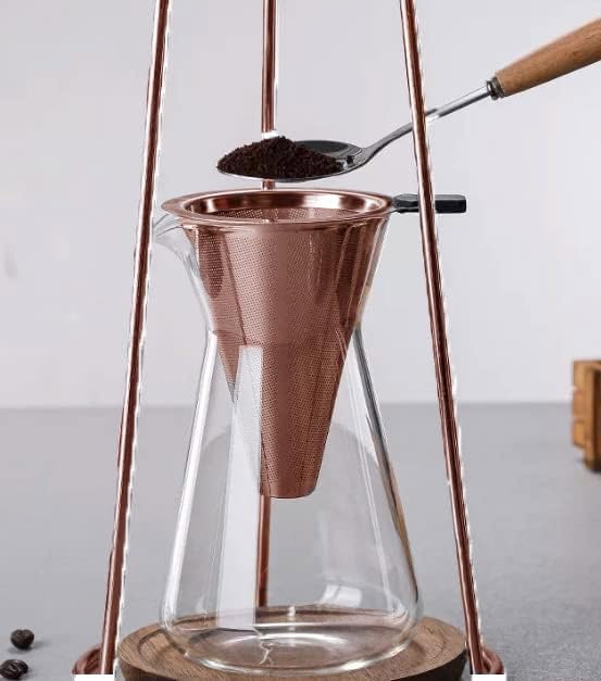 Modern Iced Coffee Cold Brew Coffee Maker Slow Drip Coffee Machine Stainless Steal Copper Color 400mL Borosilicate Glass