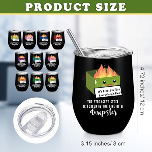 10 Pcs Coworker Gift Dumpster Fire Tumbler with Straw Lid (10 Count)
