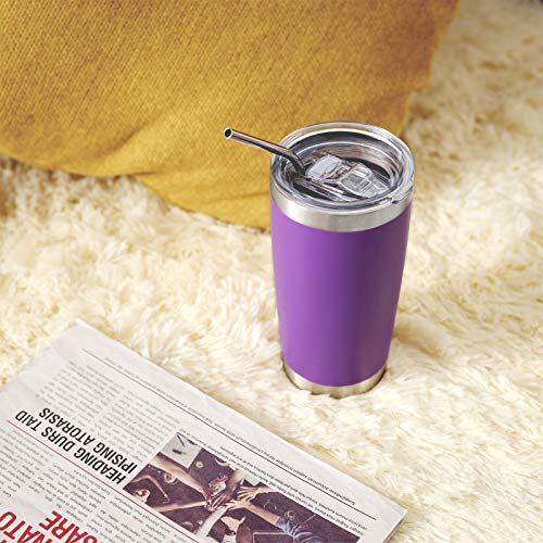 20oz Tumbler with Straw Stainless Steel Insulated Coffee Tumbler Cups Double Wall Vacuum Travel Coffee Mug with Splash Proof Sliding Lid for Hot Cold Drinks (8.33 Count)