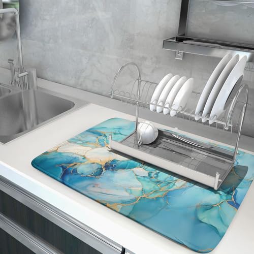 Marble Print Dish Drying Mat for Kitchen Counter