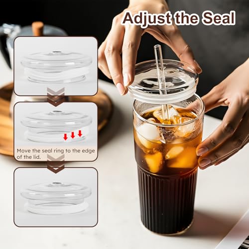 Glass Cups with Lids and Straws (2 Count)