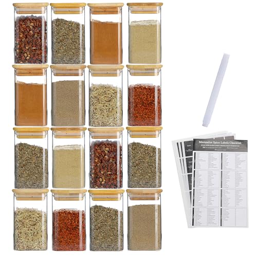 9 Oz Spice Jars with 275 Labels 16 Pack (16 Count)