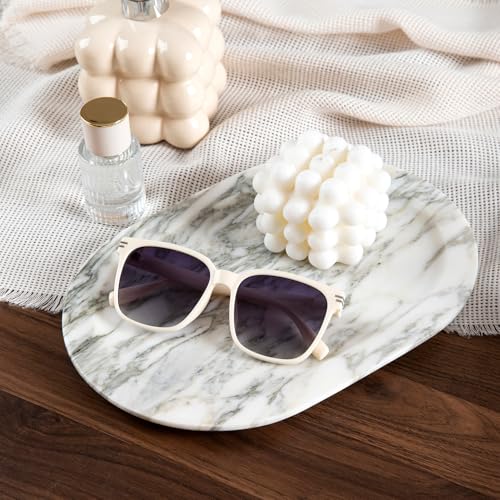 Natural Marble Decorative Tray Bathroom Counter Perfume Organizer Vanity Tray for Home Decor