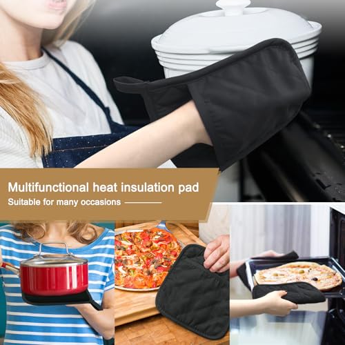 2Pcs Cotton and Neoprene Oven Pads Pot Holders with Pocket 8"x8.5" Dual (2 Count)