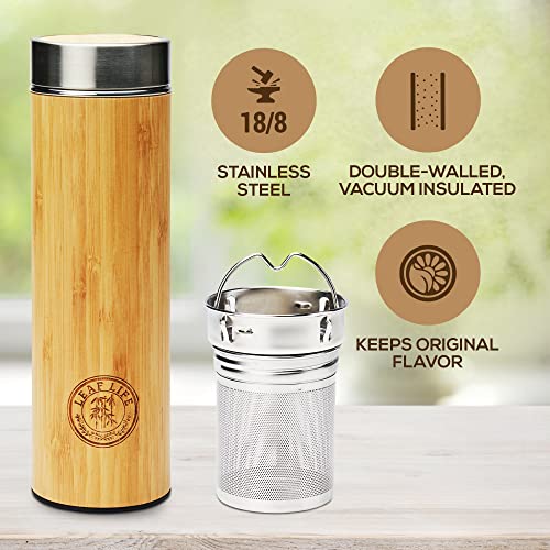 Premium Bamboo Tea Tumbler with Infuser for Loose Leaf Tea