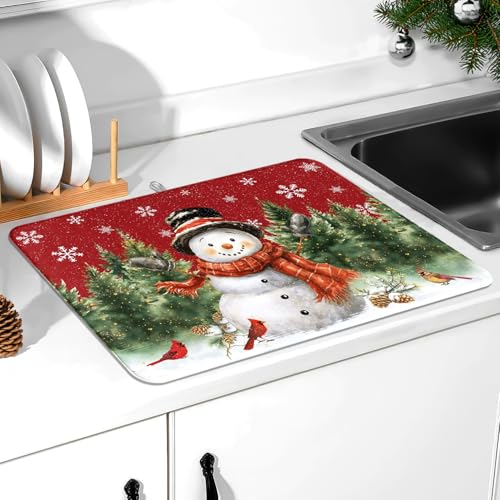 Christmas Snowman Dish Drying Mat