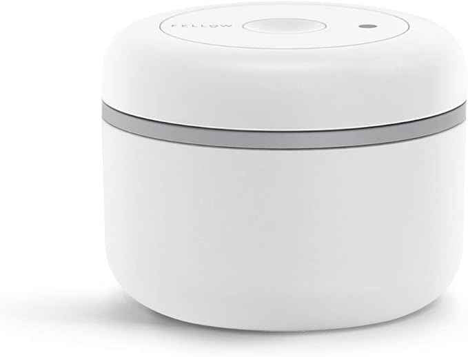 Fellow Atmos Vacuum Coffee Canister & Food Storage Container - 0.4 Liter Canister holds up to 6 oz of Coffee Beans - Airtight Food Storage Containers - Containers - 0.4 Liter - Matte White
