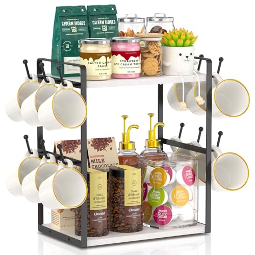 Coffee Station Bar Organizer Mug Holder Stand Countertop