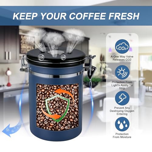 1800ML Airtight Coffee Canister with Date Tracker&Transparent Window