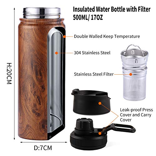 Tea Infuser Bottle With Removable Loose Leaf Tea Strainer