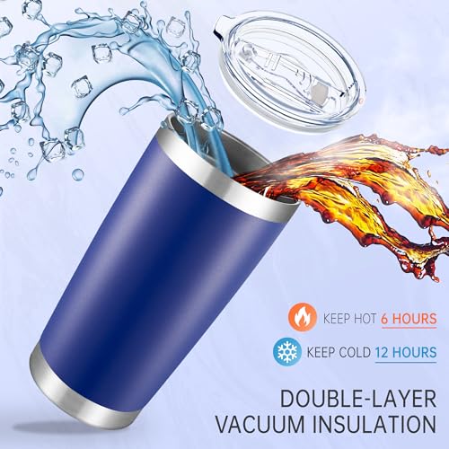 20 oz Tumblers Bulk Stainless Steel Tumbler with Lid Double Wall Vacuum Insulated Coffee Mug 20oz Powder Coated Cup for Hot and Cold Drinks (12 Count)