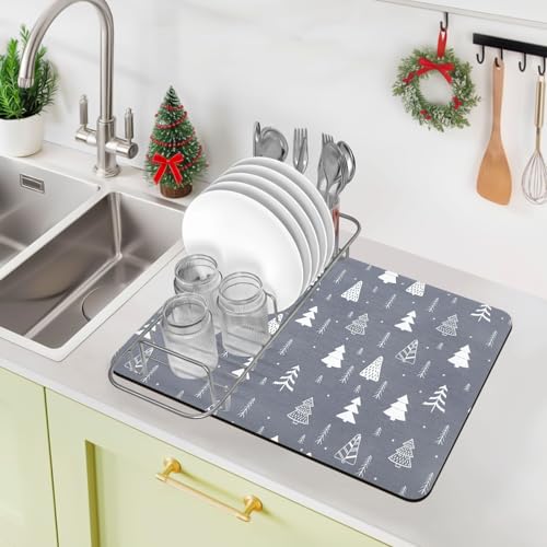 Coffee Mat Christmas 12"x19" Bar Mat with Waterproof Rubber Backing