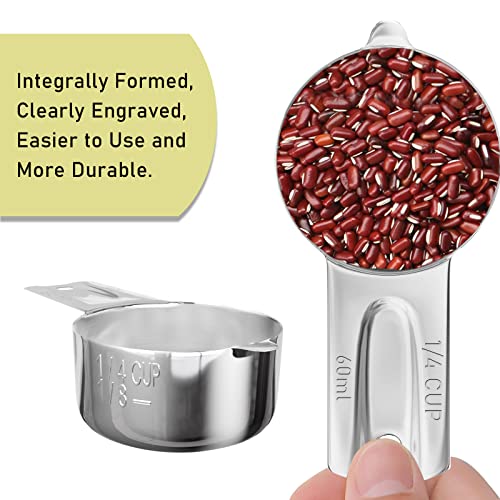 4PCS 1/4CUP(60ml, 2oz) Measuring Cup, 18/8 Stainless Steel Measure Scoop