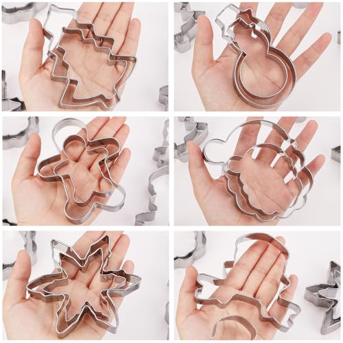 4" Large Christmas Cookie Cutters Set Thickened Stainless Steel. (12 Count)